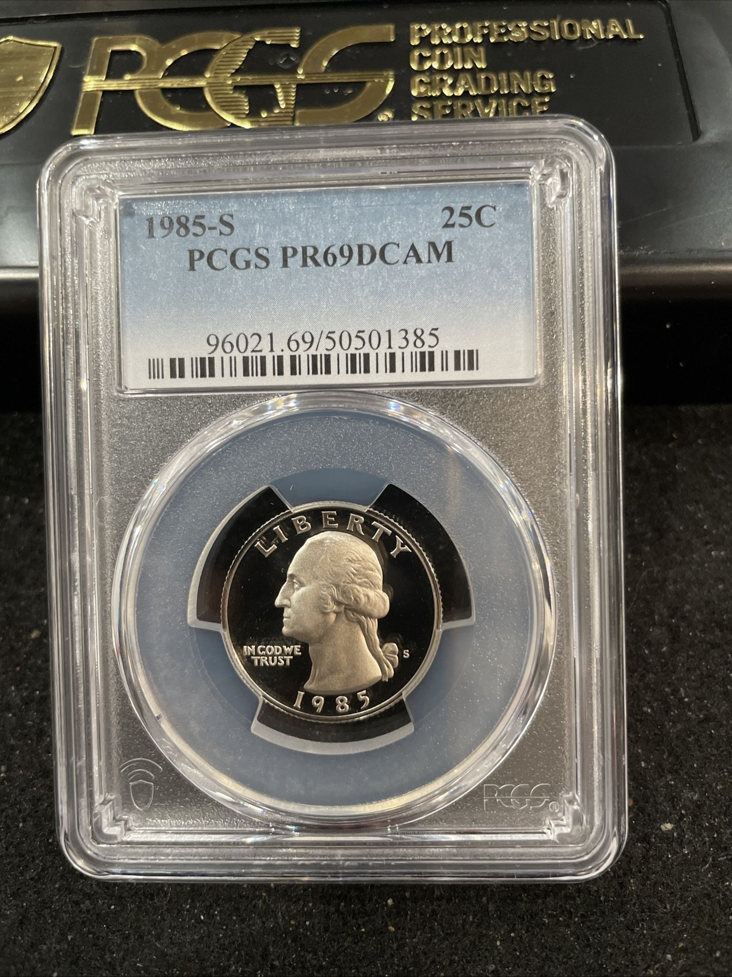 1985 S Gem Proof Washington Quarter Graded At PR69 With A Deep Cameo 1-4