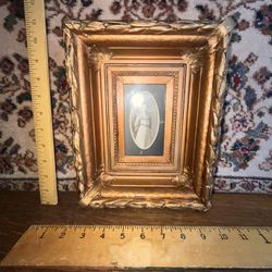Antique Carved Wood Frame Photo Of Girl