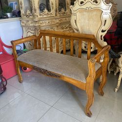 Heavy Solid Wood Small Size Bench Fabric Needs To Be Replaced Price Is Firm 