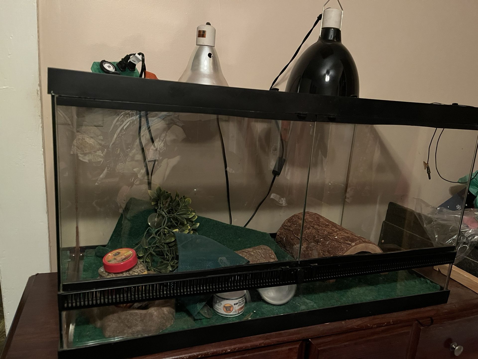 55 Gallon Reptile Tank + Accessories