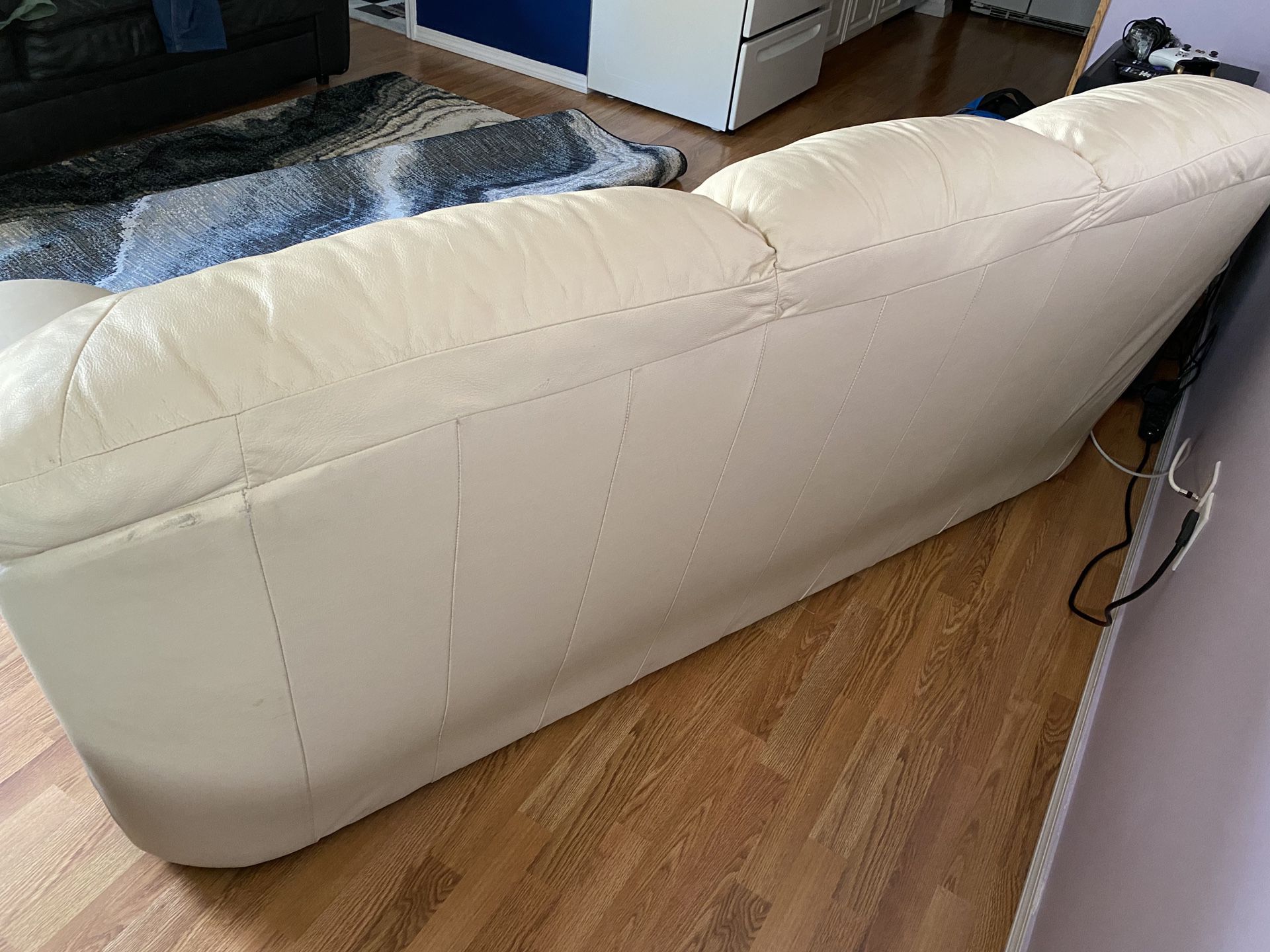 New white leather couch