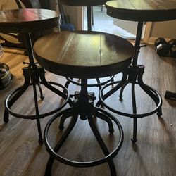 2 Wood And Iron Bar Stools 