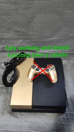 PlayStation 4 Gold Console Sony fully working and tested includes all cables - PS4 video game console