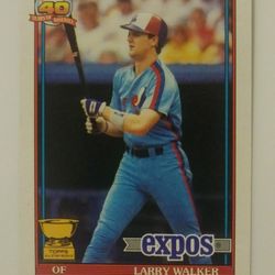 Larry Walker 1991 Topps All Star Rookie #339 Montreal Expos Baseball Card Hall of Fame HOF