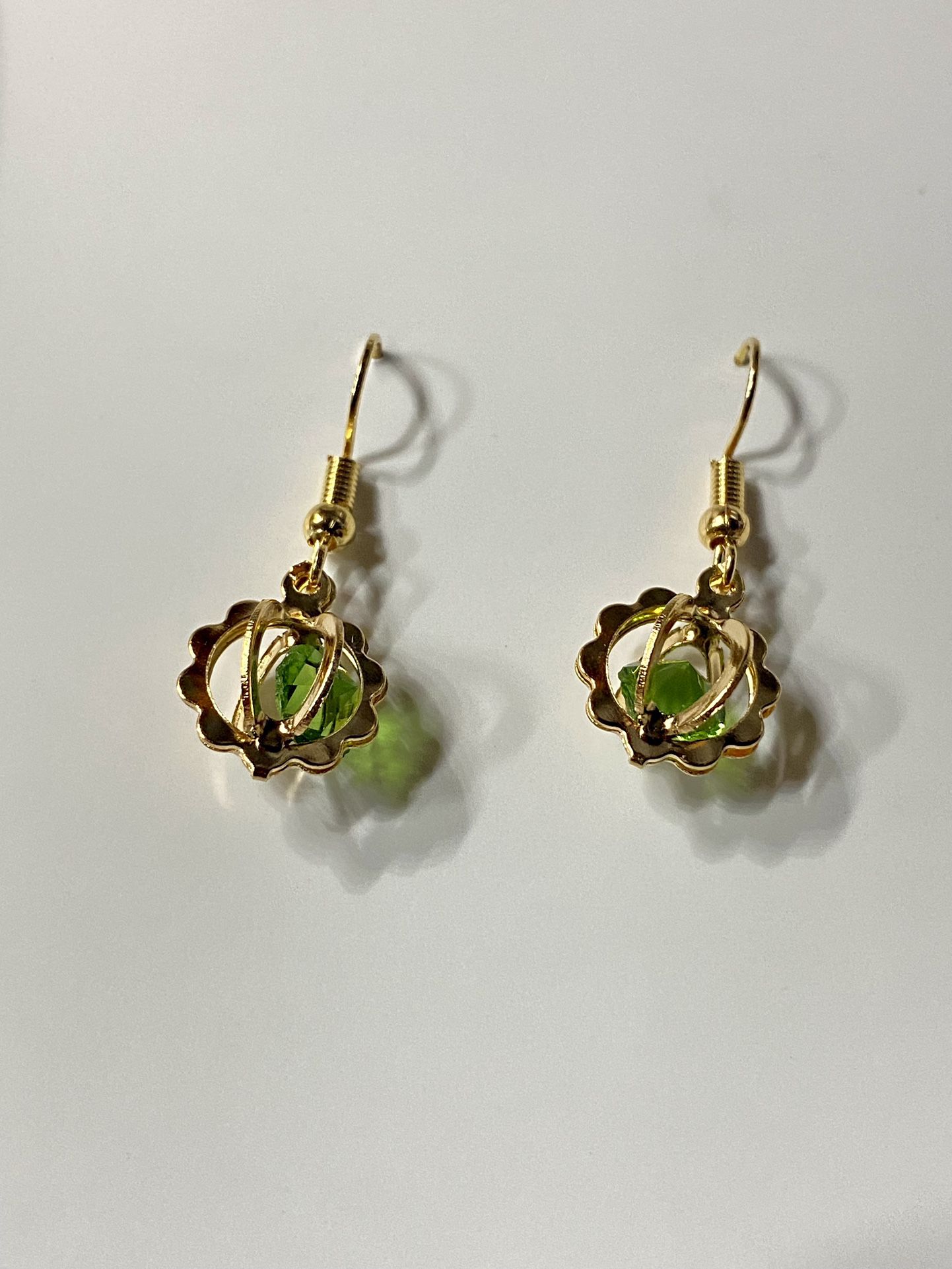 Green Diamond Golden Earrings 