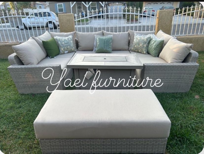 Brand New Patio Outdoor Furniture Set With Fire Pit Sunbrella Fabric