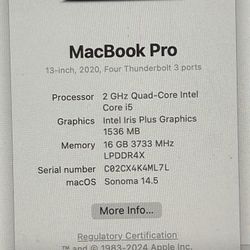 2020 13i nch  MacBook Pro 