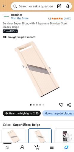 Benriner Super Slicer with 4 Stainless Steel Blades