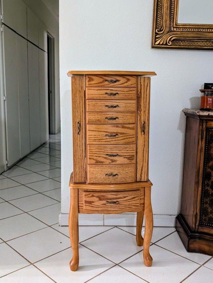 Standing Wooden Jewelry Armoire/Cabinet 