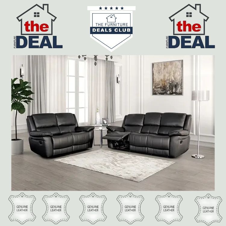 GENUINE LEATHER RECLINING SET: IN-STOCK BLOW-OUT SALE!