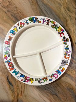 1980 Disney 1 2 3 A B C Toddler Divided Plate by Superseal