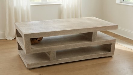 Living Spaces Kenzie Coffee Table New White Grey Rectangular - Los Angeles, CA