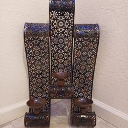 3 Candle Holder Wall Decor, Metal