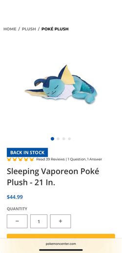 Pokemon Center Sleeping Vaporeon Plush