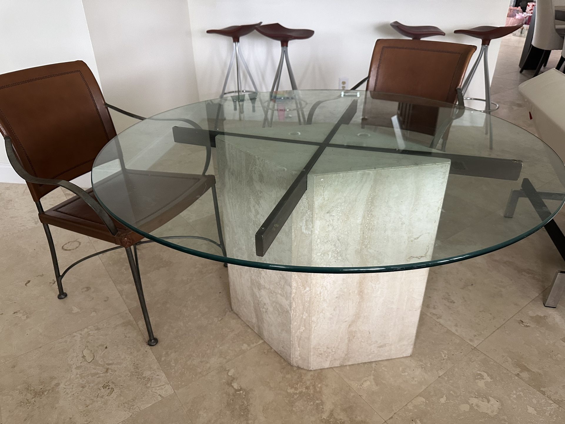 Glass Table With Rare Coral Base
