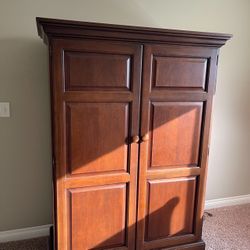 Solid Wood Entertainment Cabinet / Center And Home Office Cabinet