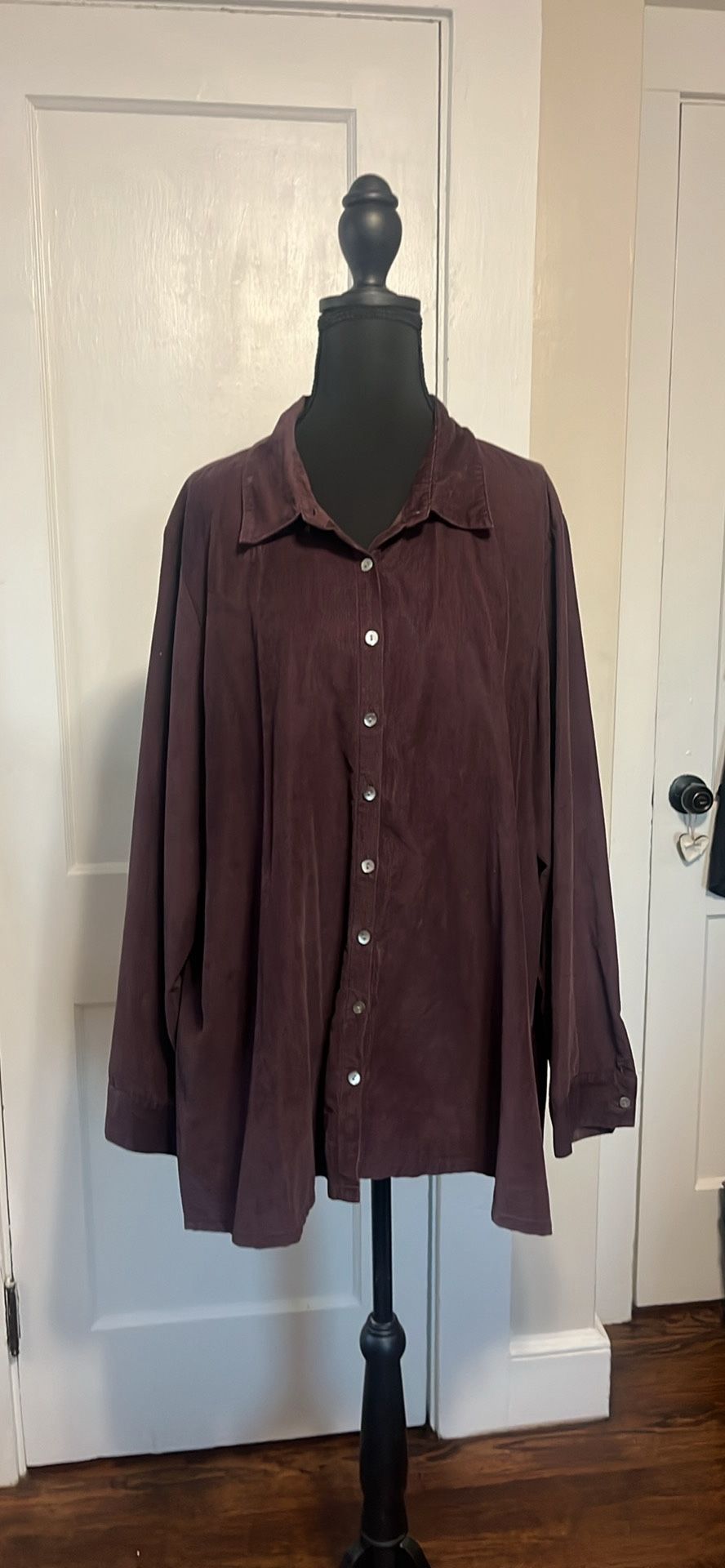 Maroon cotton button-down shirt