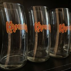 Set Of 8 Kahlua Rare Leaning And Hurricane Drink Glasses 