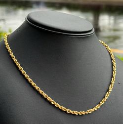 Jewelry 14k hollow yellow gold Rope necklace chain 18.00" 3.80mm width