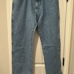 Men's Size 36x34 Regular Fit Wrangler Blue Denim Jeans 100% Cotton 5 Pocket NWOT