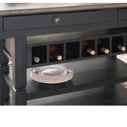 Counter height dining table with 6 bar chair set Ashley furniture