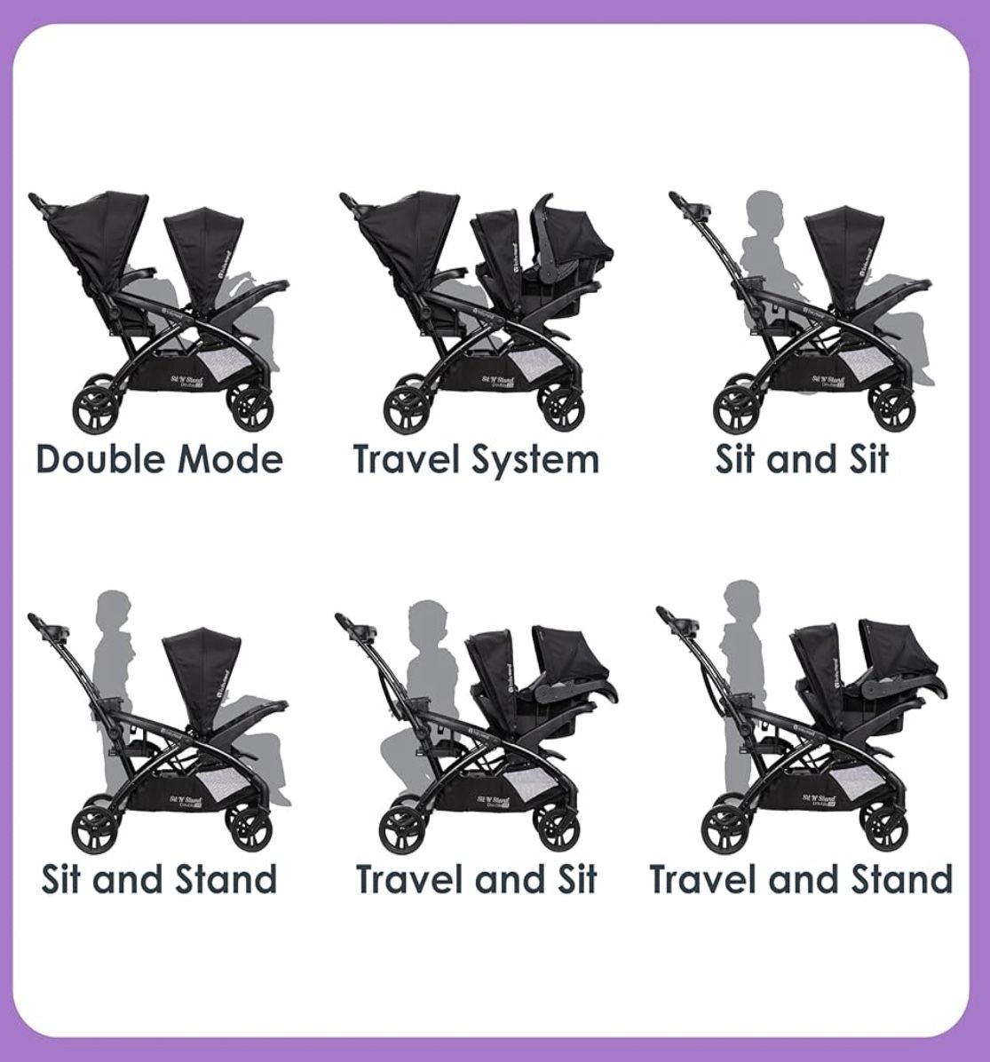 Baby Trend Double Stroller Black 