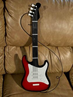 Collectible Electric Guitar Custom Hand-Painted Metal Wall Art Plaque 24x12
