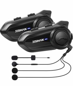 Motorcycle Bluetooth Headset,2 Way Helmet Intercom Communication System, CVC8.0 Noise Cancellation Motorcycle Intercom With 2 Mics&40mm Speaker,Music 