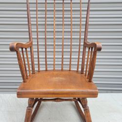 3FT Maple Wood Spindle Back Rocking Chair Accent Arm Seat