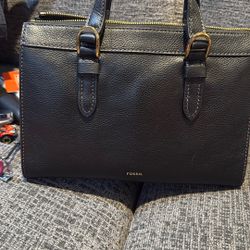 Fossil Black Leather Tessa Satchel 
