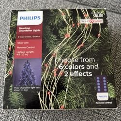 Philips 100ct DEWDROP CHANDELIER LIGHTS 2 Effects/6 Color w/Remote Silver Wire