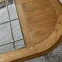 Solid oak Coffee Table With Beveled Glass Insert