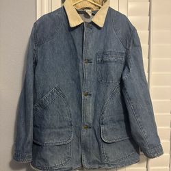 VTG Y2K EARLY 90s L.L BEAN CORDUROY CREAM COLLAR DENIM POCKET JACKET SIZE XXL