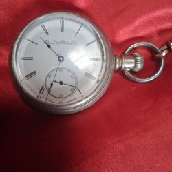 1883 Elgin 11 Jewel Hunting Pocket Watch Coin Silver Case