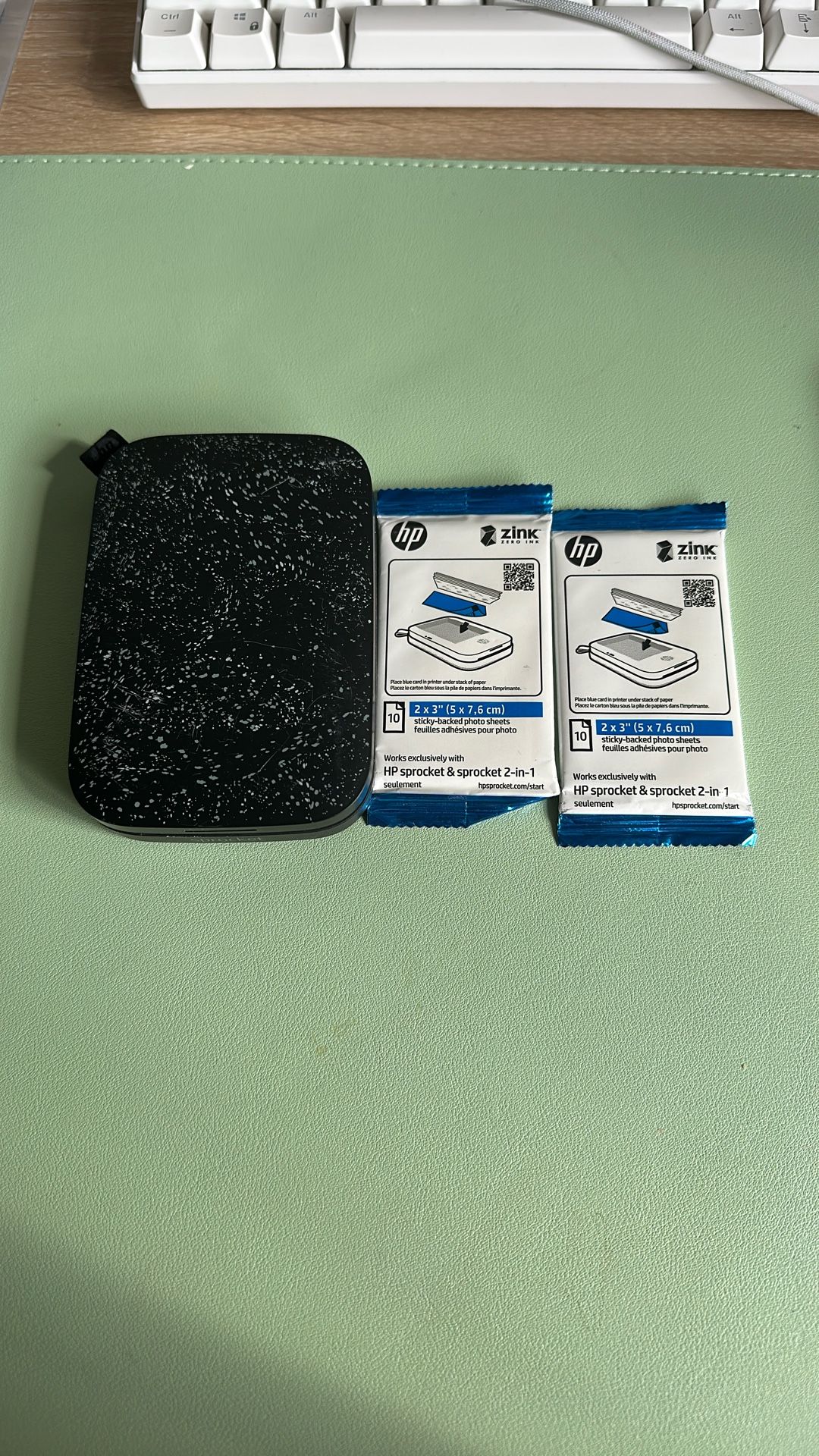 HP Sprocket Printer (Used) + 2 HP ZInk Photo Sheet Packs