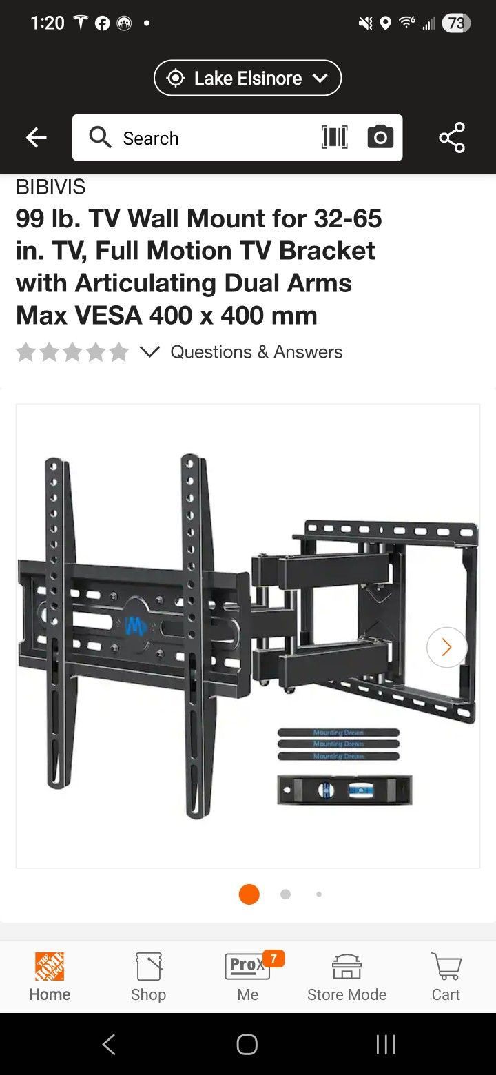 Full-Motion Long-Extension TV Wall Mount (Max VESA 400×400)