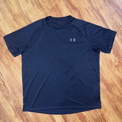 Under Armour Men's Adult Size Large T-shirt Navy Blue Tee short sleeve Gym Run A