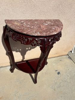 antique half-moon console or marble wall-mount side table 25 x 13 x 36“