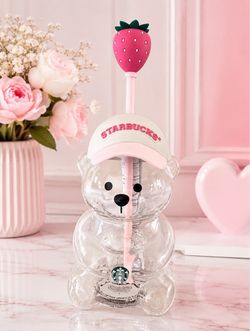 Starbucks Bear Shaped Cup with Strawberry Straw