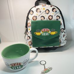 Friends TV Series Show Central Perk Coffee Shop Faux Leather Mini Backpack 3 pieces 