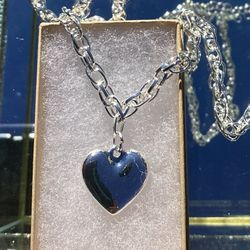Silver Heart Chain Necklace 