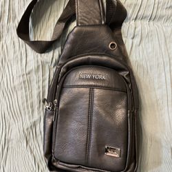 Black Leather Sling Bag Backpack 