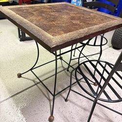 Coconut Wood And Metal Bistro Table And Chairs