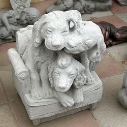 New Dogs On Couch Made Out Of Cement Perfect Gift 