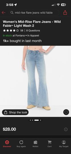 Women's Mid-Rise Flare Jeans - Wild Fable Size 8