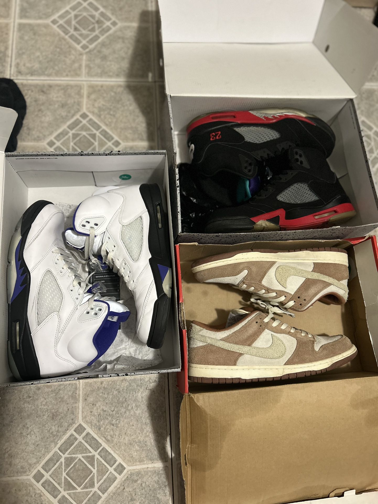 Nike Air Jordan Retro 5s And Dunk Lows Bundle Lot