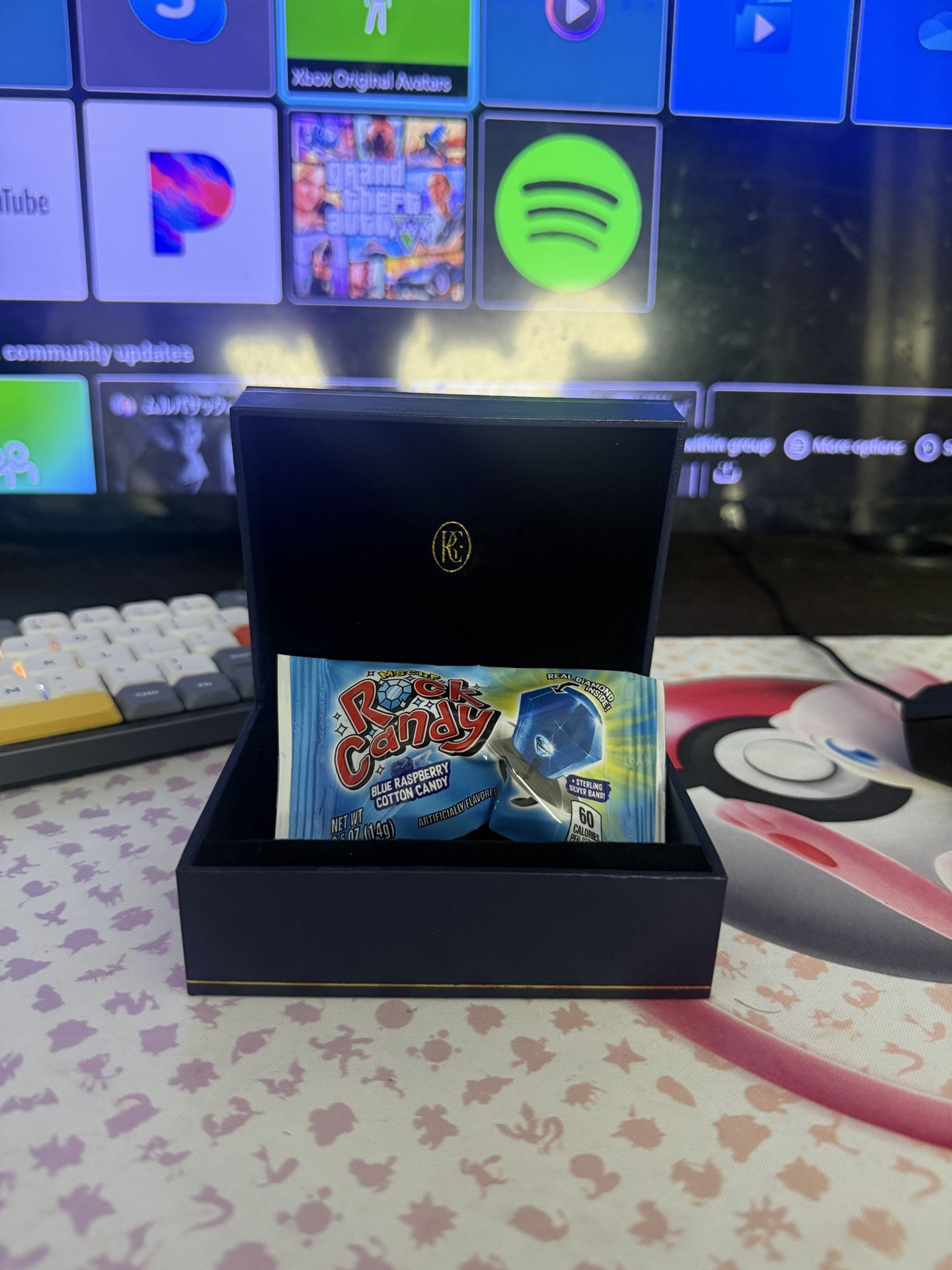 Mschf Lab Grown .75 Diamond Rock Candy Ring Blue Raspberry Cotton Size 9