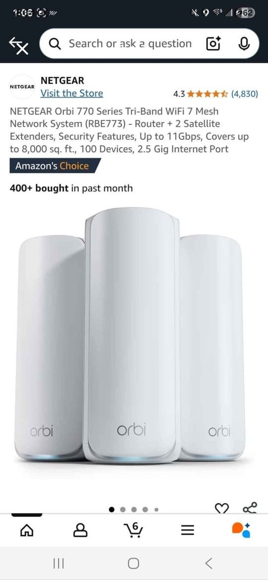 NETGEAR Orbi 770 Series Tri-Band WiFi 7 Mesh Network System (RBE773) - Router + 2 Satellite Extenders, Security Features, Up to 11Gbps, Covers up to 8