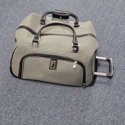 London Fog Cambridge 20" Wheeld Club Bag - Black/White Houndstooth rolling duffle bag / weekender bag