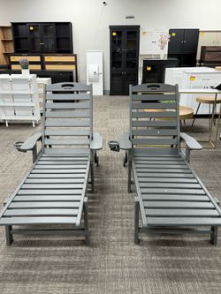 Set of 2, Lounge Chair Outdoor, HDPE Chaise Lounge Outdoor, Pool Lounge Chair for Pool Poolside Deck Backyard Patio, Grey.  💰168$
